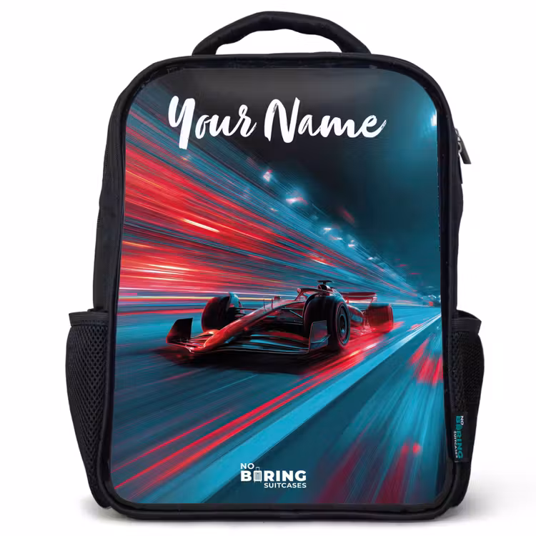 Formule 1 - Raceauto - Rood - Neonverlichting Rugzak - Zwart middel -3d