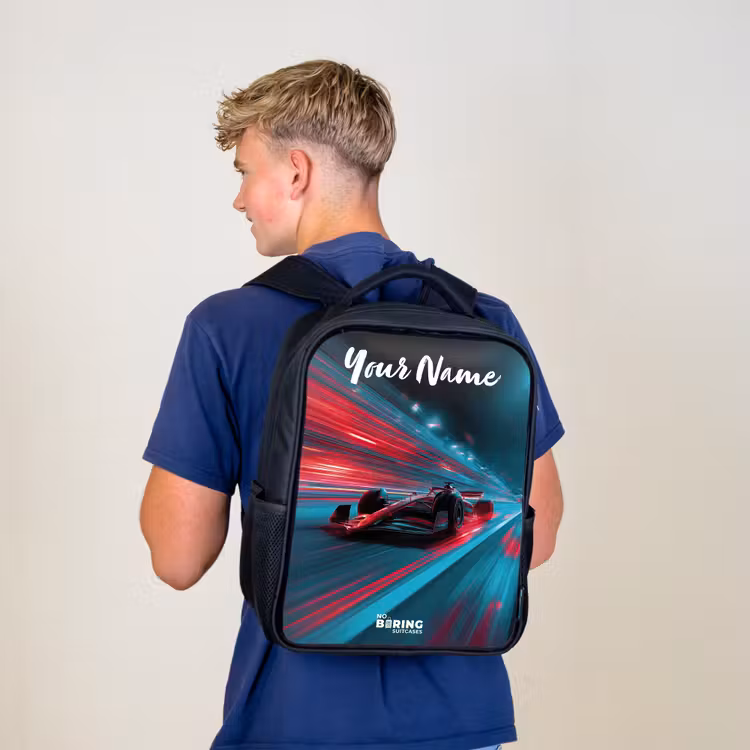 Formule 1 - Raceauto - Rood - Neonverlichting Rugzak - Zwart middel -sfeer8