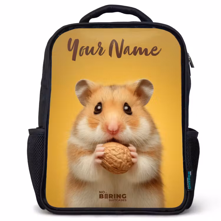 Hamster - Walnoot - Dier Rugzak - Zwart middel -3d