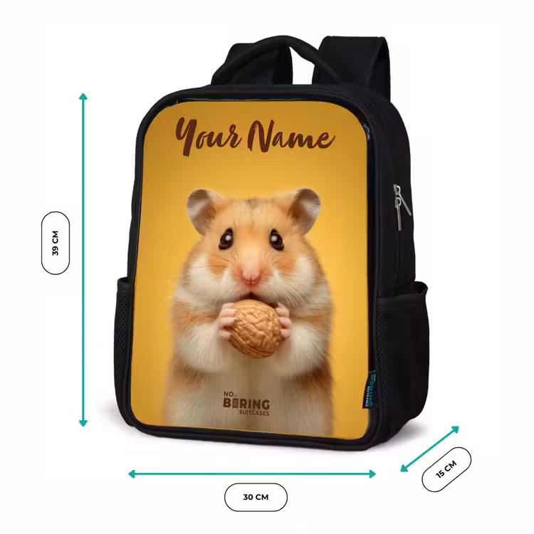 Hamster - Walnoot - Dier Rugzak - Zwart middel -productfoto_formaten