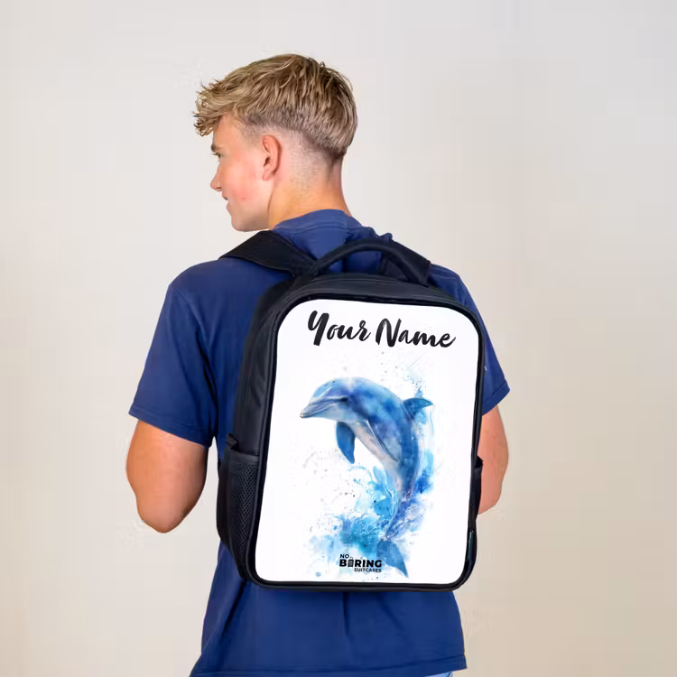 Springende blauwe dolfijn Rugzak - Zwart middel -sfeer8