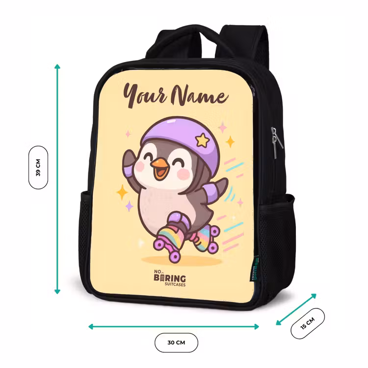 Kawai - Pinguin - Rolschaatsen Rugzak - Zwart middel -productfoto_formaten