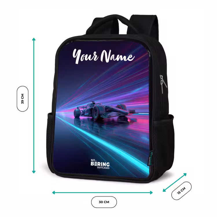Lichtstralen - Neon - Racewagen - Paars Rugzak - Zwart middel -productfoto_formaten