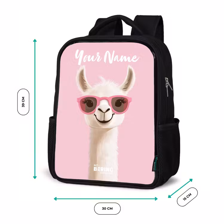 Lama - Wit - Zonnebril - Wimpers Rugzak - Zwart middel -productfoto_formaten