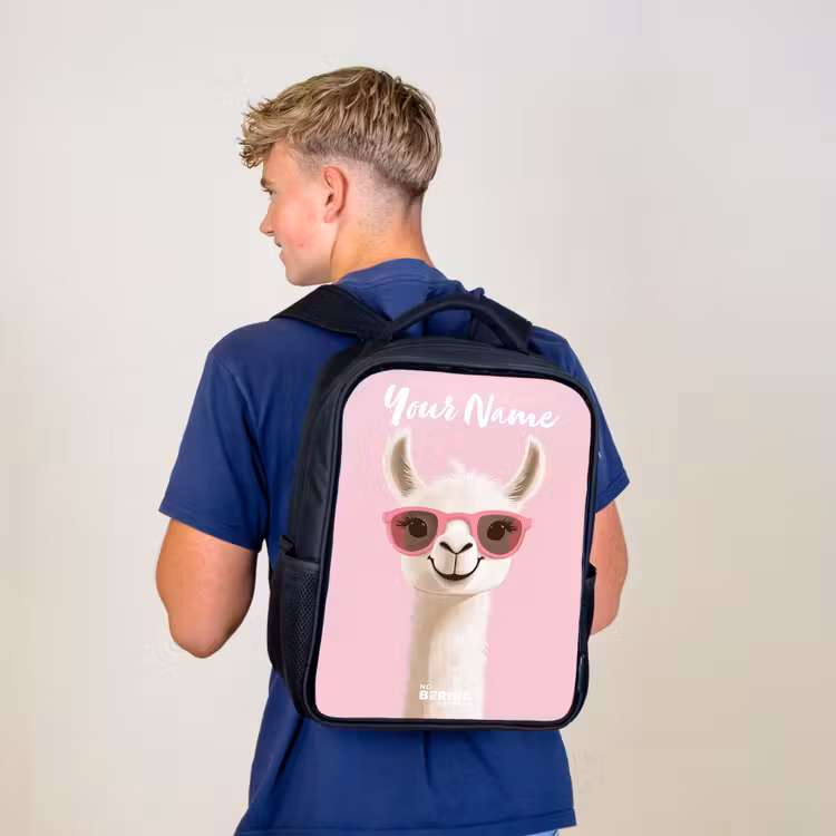 Lama - Wit - Zonnebril - Wimpers Rugzak - Zwart middel -sfeer8