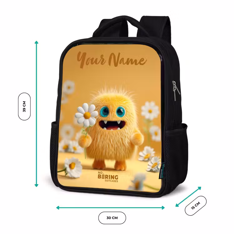 Monster - Wezen - Bloem - Geel Rugzak - Zwart middel -productfoto_formaten