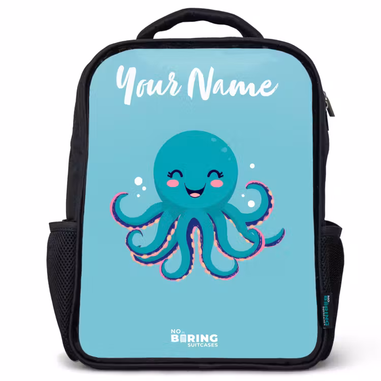 Octopus - Water - Blauw Rugzak - Zwart middel -3d