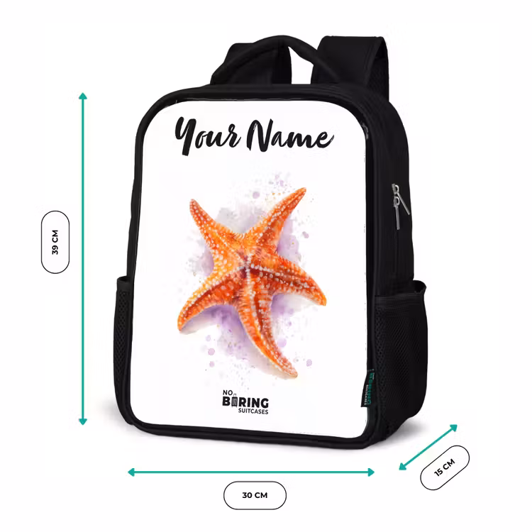 Oranje Zeester Illustratie Rugzak - Zwart middel -productfoto_formaten