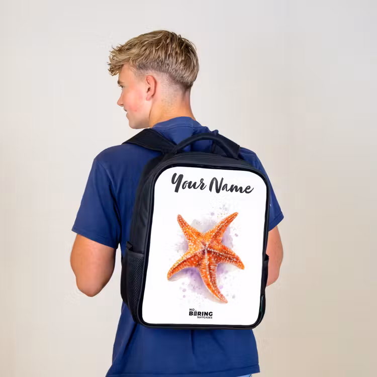 Oranje Zeester Illustratie Rugzak - Zwart middel -sfeer8