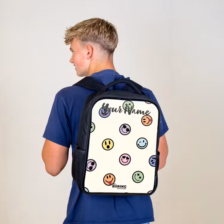 Speelse smiley-mix Rugzak - Zwart middel -sfeer8