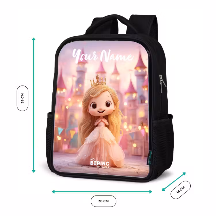 Prinses - Roze - Kasteel Rugzak - Zwart middel -productfoto_formaten