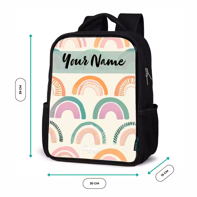Regenboog - Pastel - Patroon Rugzak - Zwart middel -productfoto_formaten