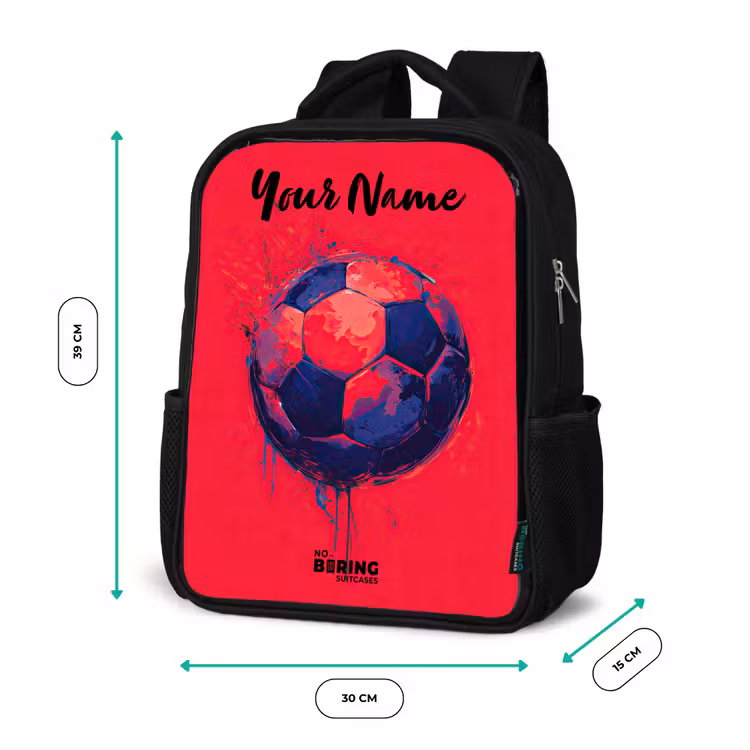 Voetbalvibes - Verf - Blauw - Rood Rugzak - Zwart middel -productfoto_formaten