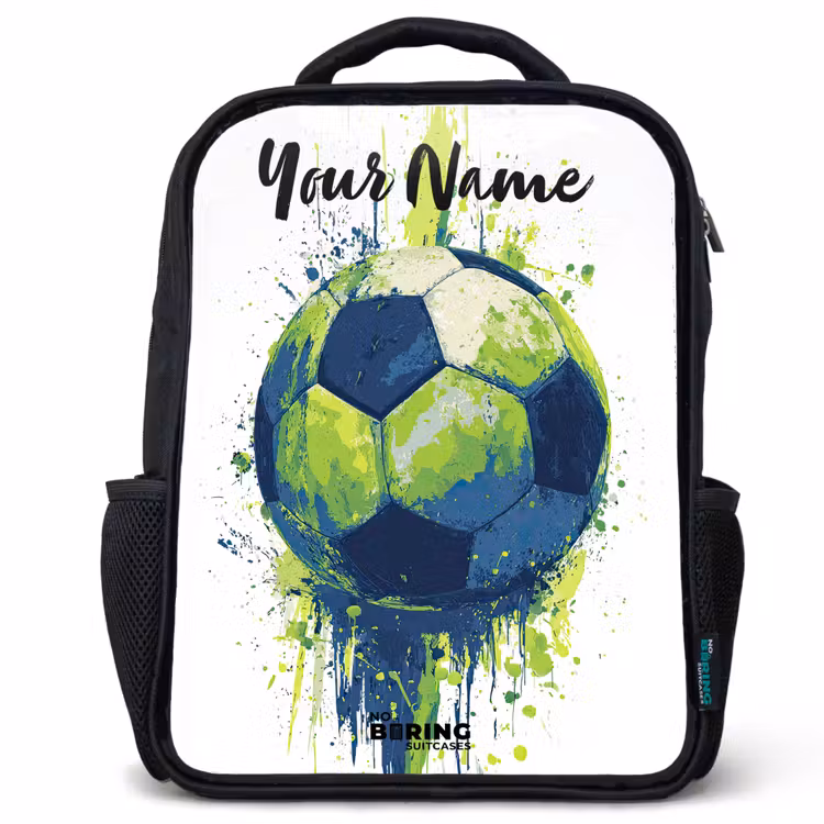 Voetbalvibes - Verf - Groen - Blauw Rugzak - Zwart middel -3d