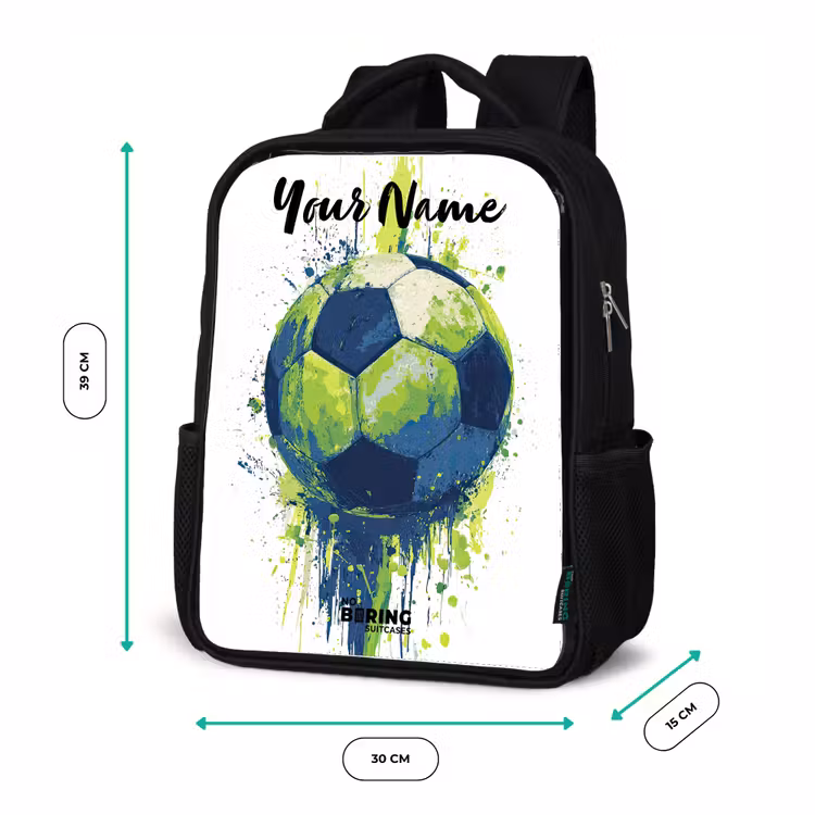 Voetbalvibes - Verf - Groen - Blauw Rugzak - Zwart middel -productfoto_formaten
