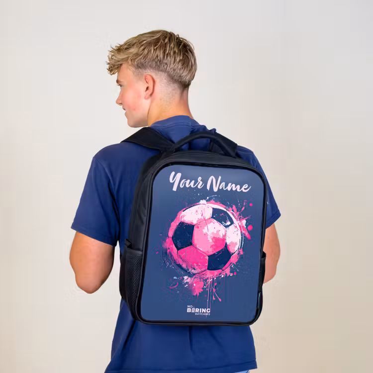 Voetbalvibes - Verf - Roze - Blauw Rugzak - Zwart middel -sfeer8