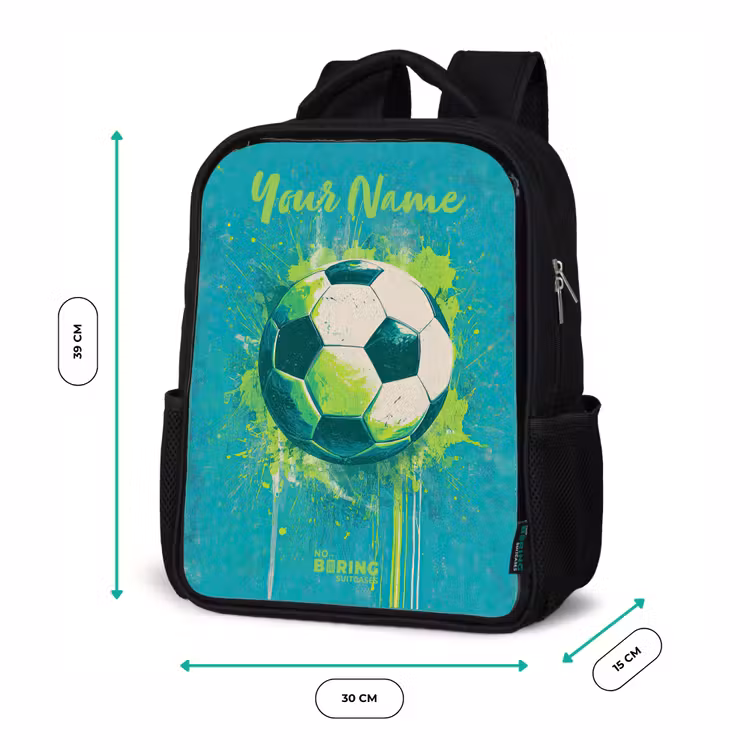 Voetbalvibes - Verfspatten - Groen - Blauw Rugzak - Zwart middel -productfoto_formaten