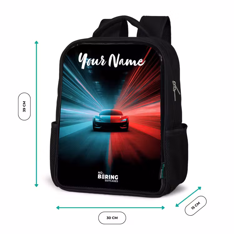 Sportauto - Blauw - Neon - Stad Rugzak - Zwart middel -productfoto_formaten