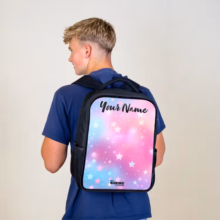 Sterren - Roze - Blauw Rugzak - Zwart middel -sfeer8
