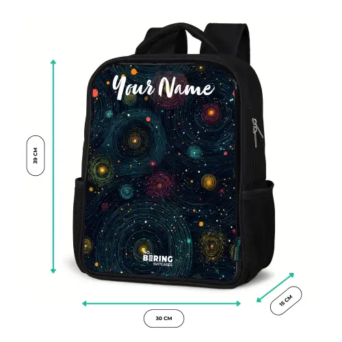 Sterren - Planeten - Kleurrijk Rugzak - Zwart middel -productfoto_formaten