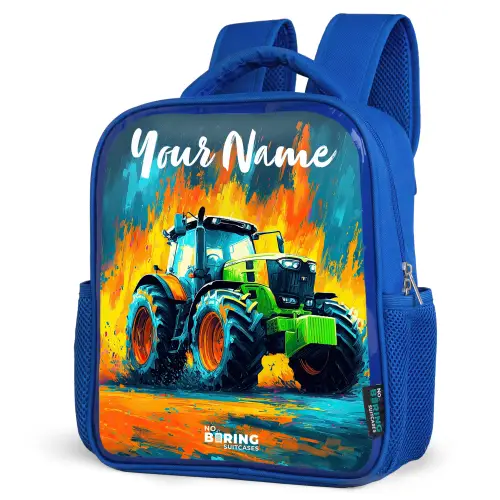 Abstract - Tractor - Groen Kinderrugzak - Blauw middel -schuin