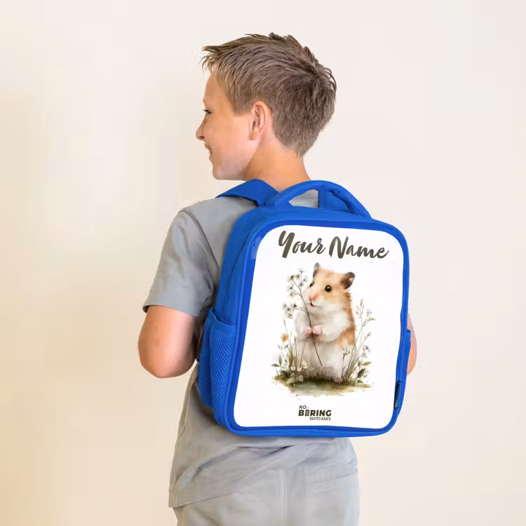 Dier - Natuur - Hamster Kinderrugzak - Blauw middel -sfeer2