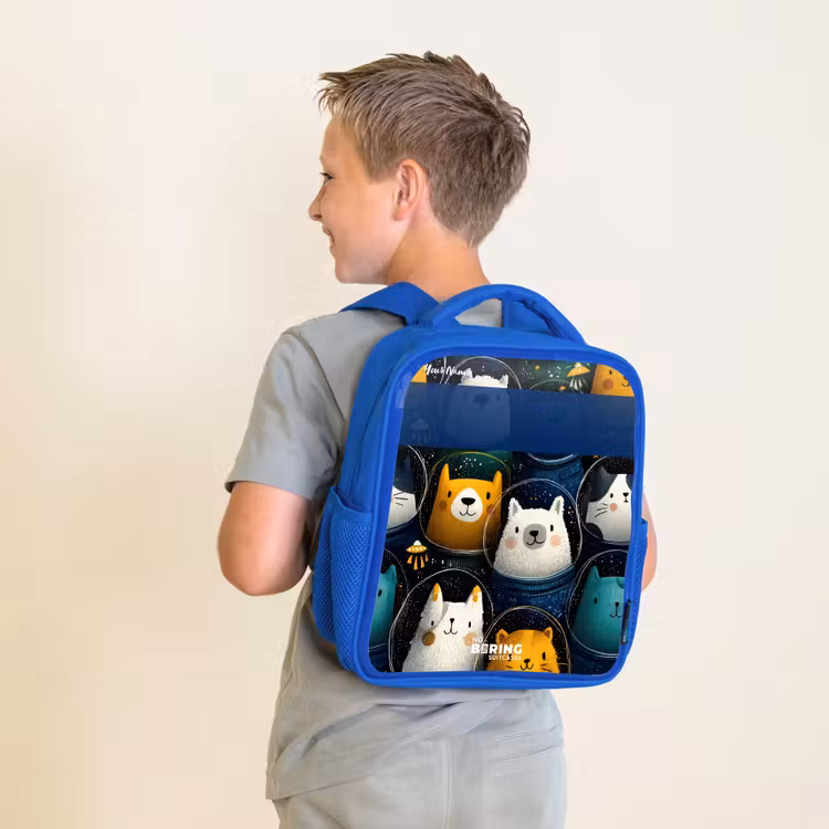 Dieren - Sterren - Planeten - Astronaut Kinderrugzak - Blauw middel -sfeer2