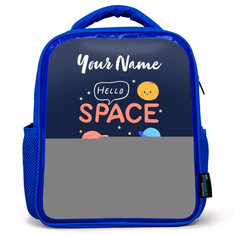 Astronaut - Quote - Planeten - Sterren Kinderrugzak - Blauw middel -3d