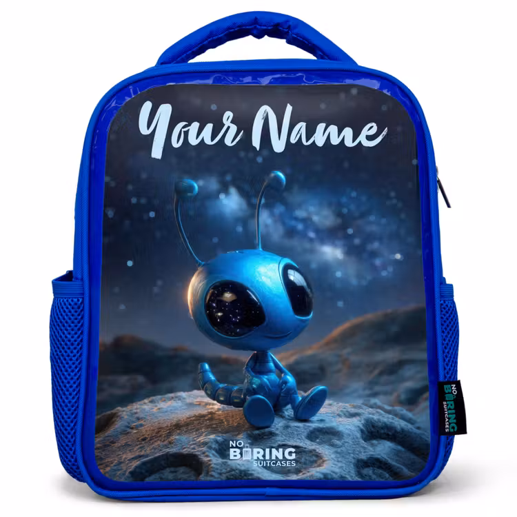 Blauw buitenaards wezentje onder sterrenhemel Kinderrugzak - Blauw middel -3d