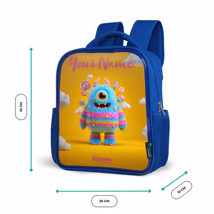 Snoep - Monster - Regenboog Kinderrugzak - Blauw middel -productfoto_formaten