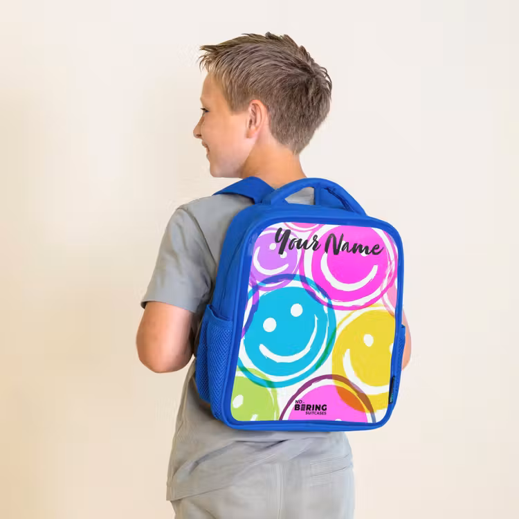 Kleurrijke glimlachexplosie Kinderrugzak - Blauw middel -sfeer2