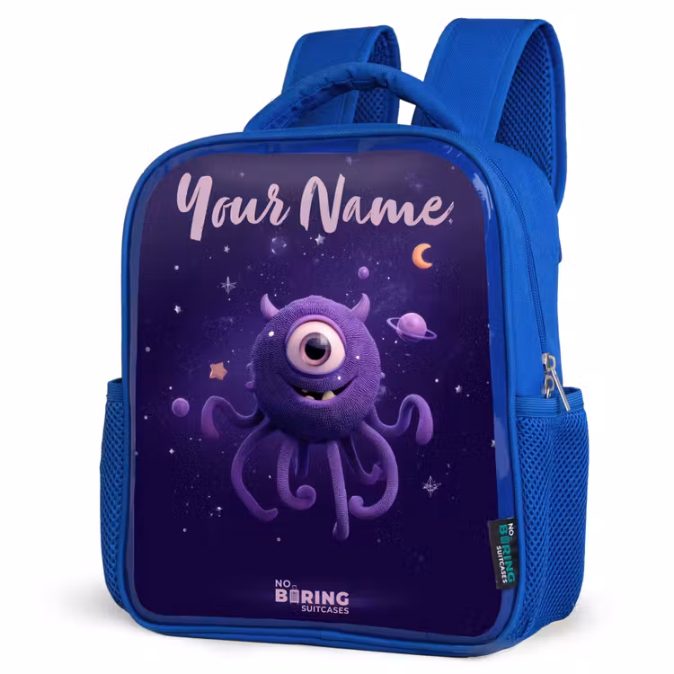 Kosmisch tentakelmonster Kinderrugzak - Blauw middel -schuin