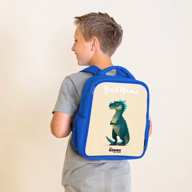 Dino - Dier - Blauw - Groen Kinderrugzak - Blauw middel -sfeer2