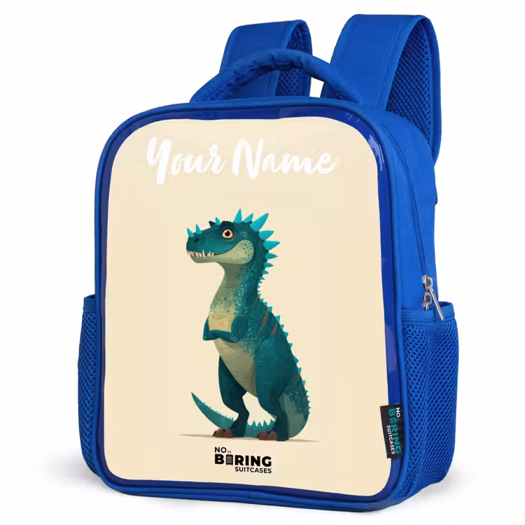 Dino - Dier - Blauw - Groen Kinderrugzak - Blauw middel -schuin
