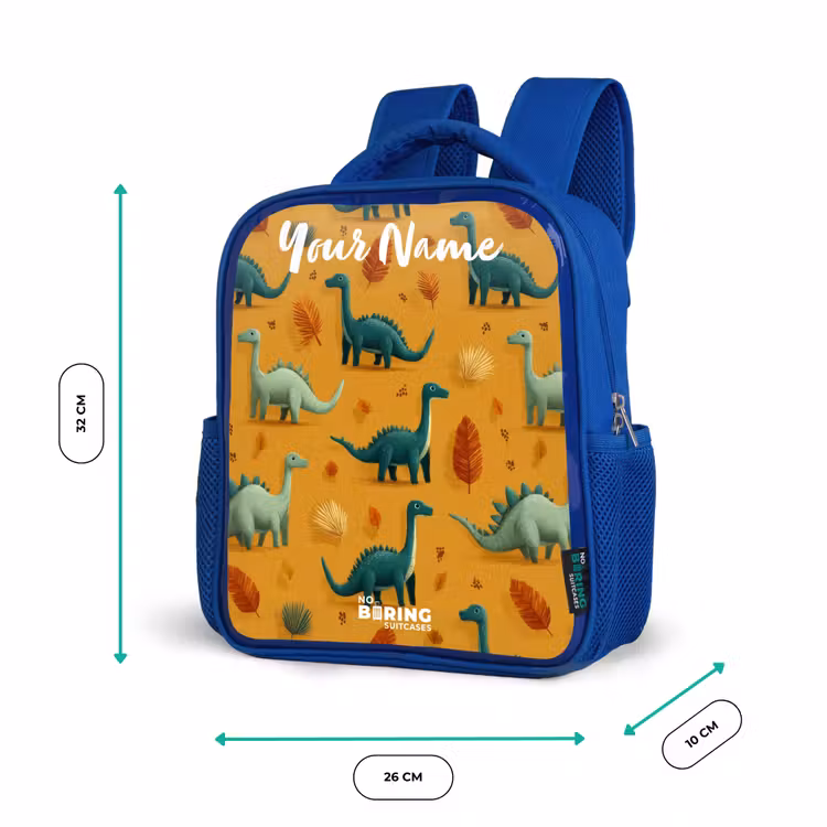 Dino - Dieren - Patroon Kinderrugzak - Blauw middel -productfoto_formaten