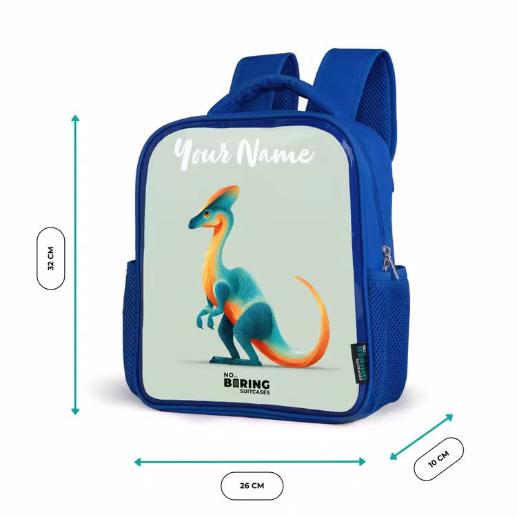 Dino - Blauw - Dier Kinderrugzak - Blauw middel -productfoto_formaten