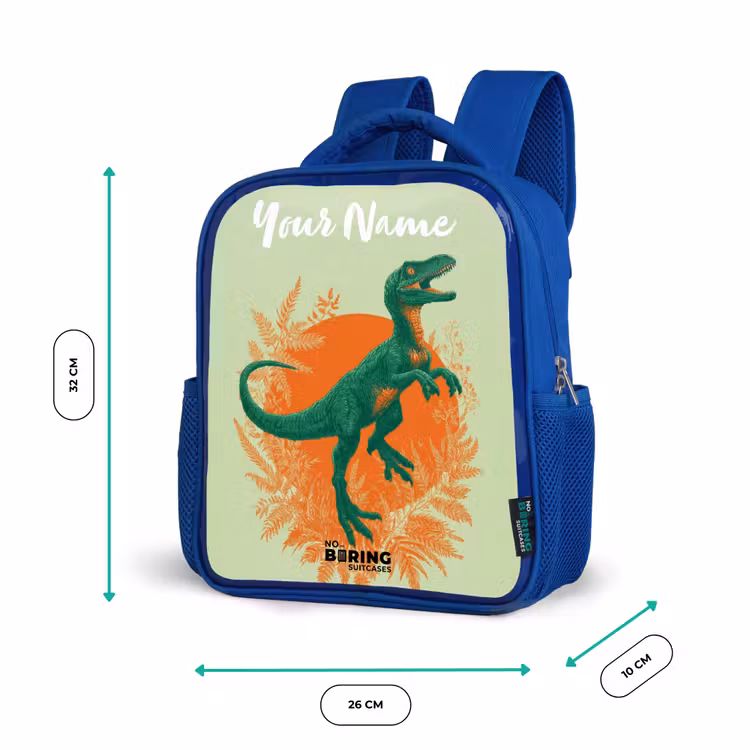 Dino - Natuur - Groen Kinderrugzak - Blauw middel -productfoto_formaten
