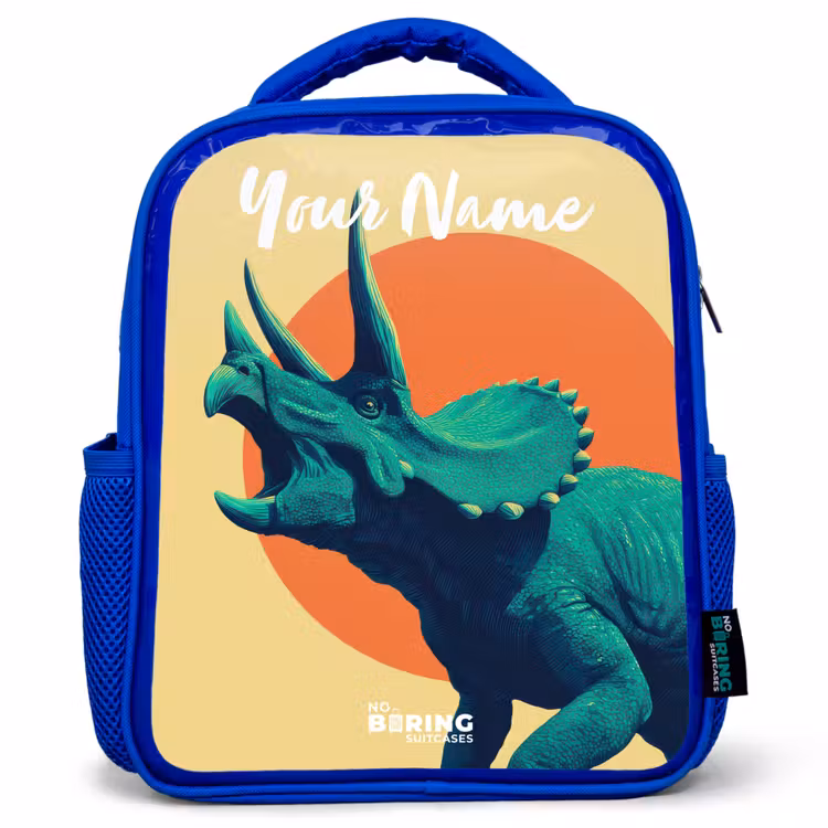 Dino - Triceratops - Dier Kinderrugzak - Blauw middel -3d