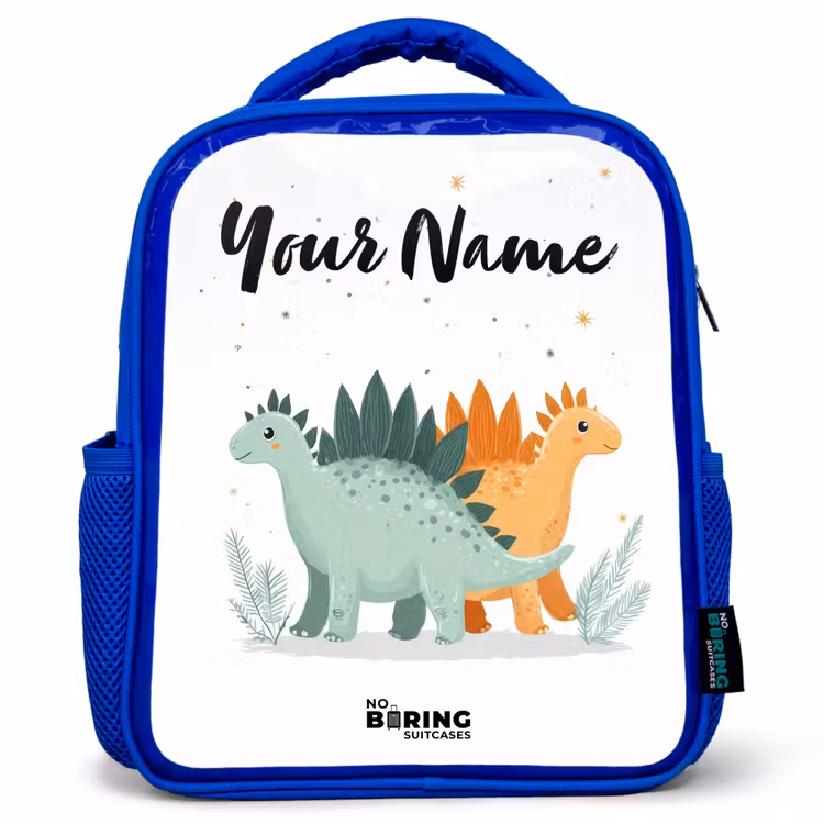 Dinos - Dieren - Sterren Kinderrugzak - Blauw middel -3d