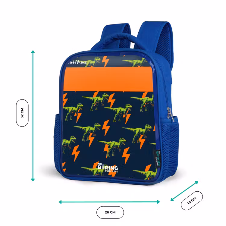 Dinos - Bliksem - Dieren - Blauw Kinderrugzak - Blauw middel -productfoto_formaten
