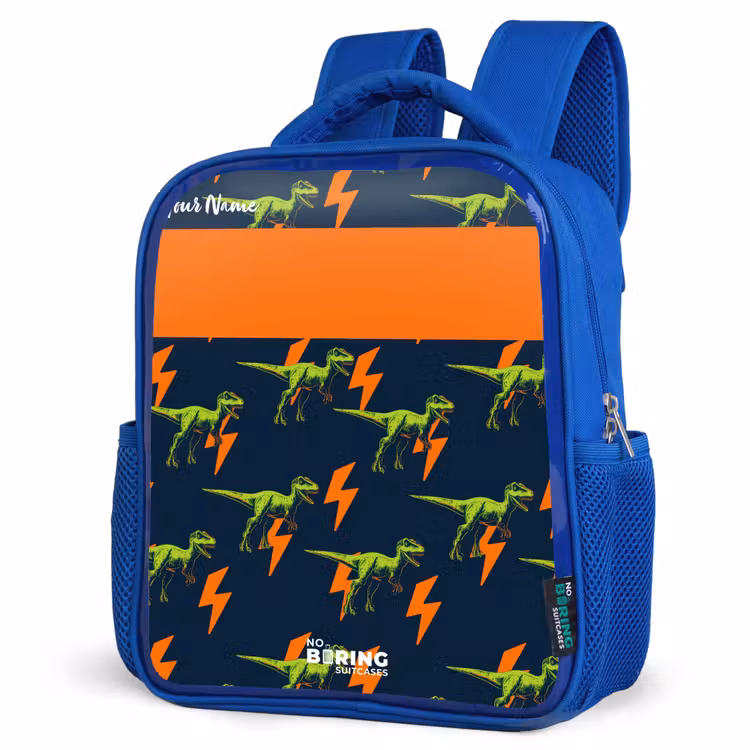 Dinos - Bliksem - Dieren - Blauw Kinderrugzak - Blauw middel -schuin