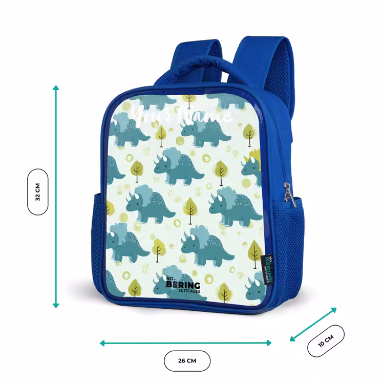 Dinos - Patroon - Natuur Kinderrugzak - Blauw middel -productfoto_formaten