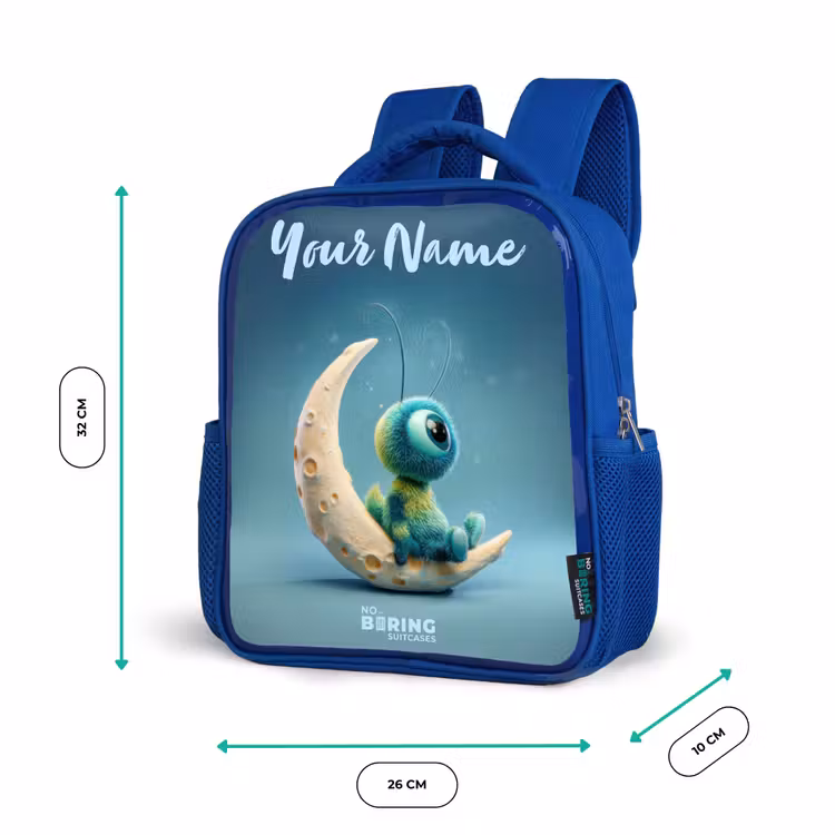 Dromerig Wezentje op de Maan Kinderrugzak - Blauw middel -productfoto_formaten