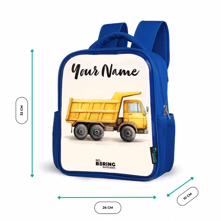 Kiepwagen - Getekend - Geel Kinderrugzak - Blauw middel -productfoto_formaten