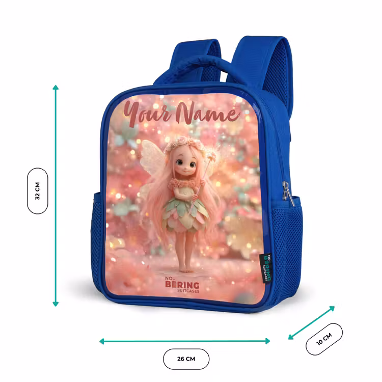 Bloemenfee in roze sprookjeswereld Kinderrugzak - Blauw middel -productfoto_formaten
