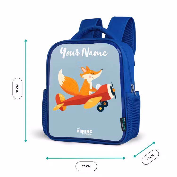 Vos - Vliegtuig - Vliegen Kinderrugzak - Blauw middel -productfoto_formaten