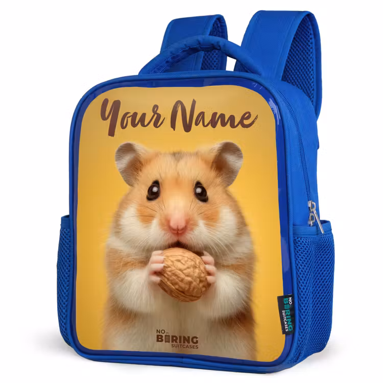 Hamster - Walnoot - Dier Kinderrugzak - Blauw middel -schuin