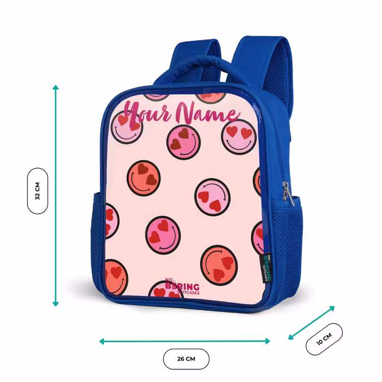 Hartje - Smiley - Patroon Kinderrugzak - Blauw middel -productfoto_formaten