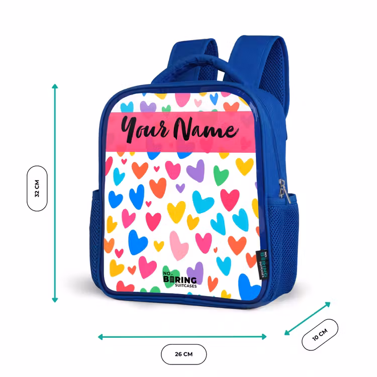 Hartjes - Kleurrijk - Patroon Kinderrugzak - Blauw middel -productfoto_formaten