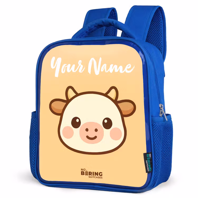 Kawai - Koe - Bruin Kinderrugzak - Blauw middel -schuin